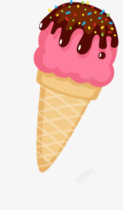 夏日解暑粉色卡通美味甜筒高清图片