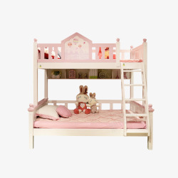 双层床韩式儿童床高低床女孩粉紫色公主高清图片