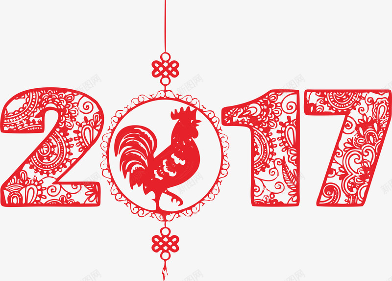 2017鸡年剪纸png免抠素材_88icon https://88icon.com 2017 元旦 剪纸 新年 窗花 过年 镂空 鸡年