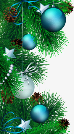 绿色松枝圣诞球素材