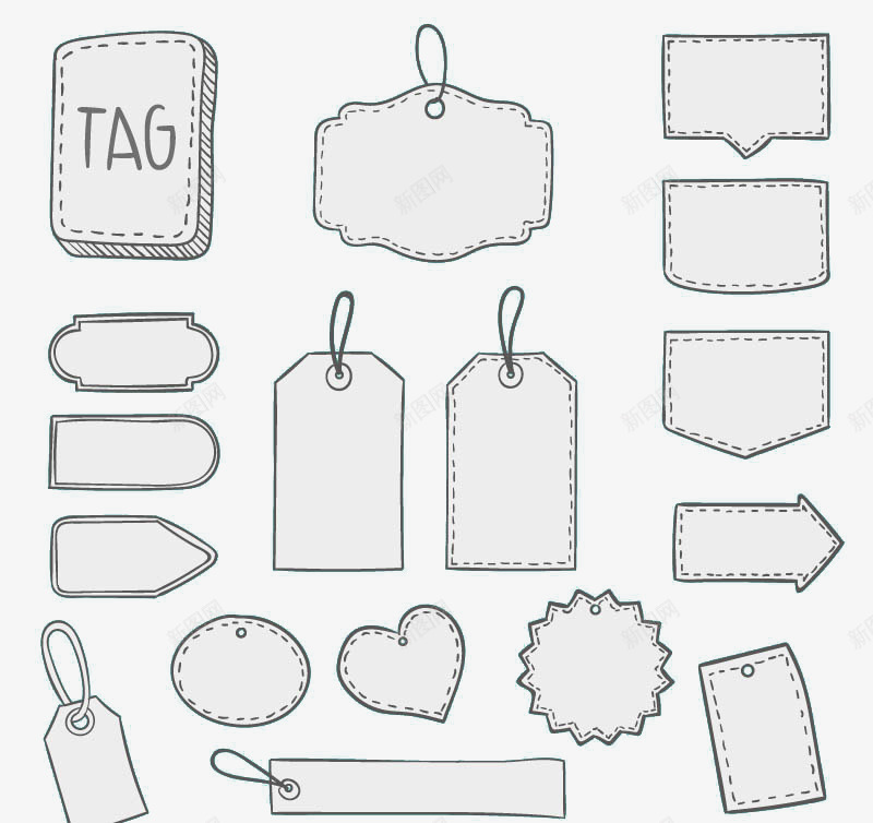 空白吊牌矢量图ai免抠素材_88icon https://88icon.com 吊牌 手绘 空白 矢量图