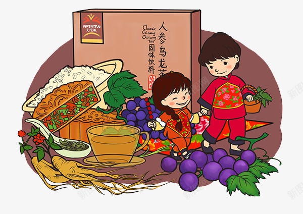 中秋插画png免抠素材_88icon https://88icon.com 中秋素材 卡通 大米 月饼 茶 葡萄 蔬菜