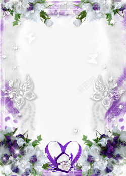 手绘蝴蝶兰紫色花朵蝴蝶边框高清图片