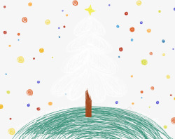 手绘线条圣诞树插画素材