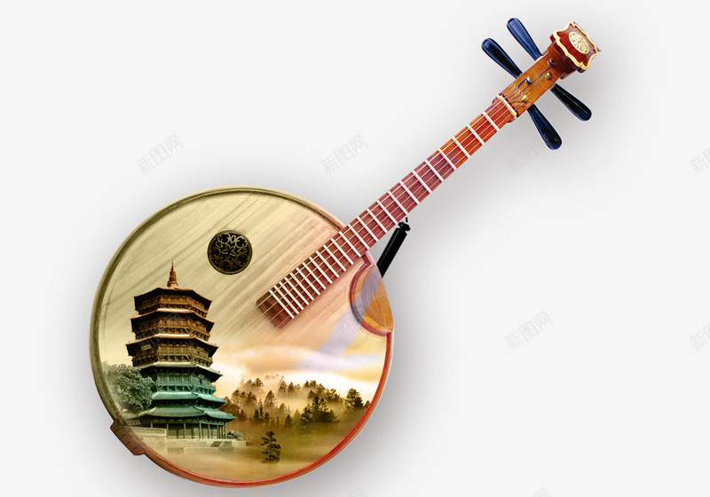 中国风乐器png免抠素材_88icon https://88icon.com 中国风 乐器 古典 古建筑 琵琶