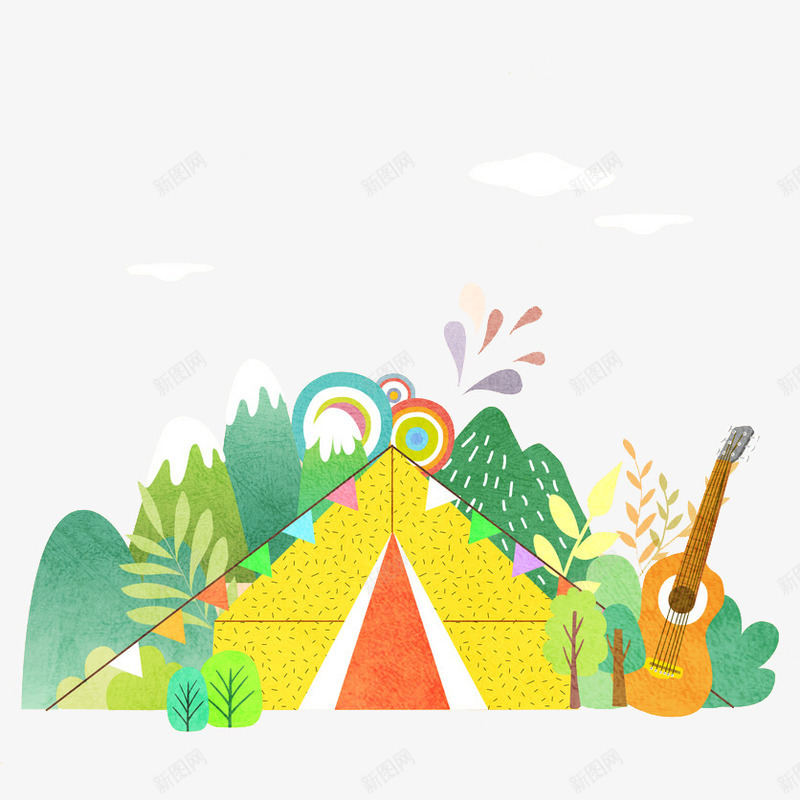 缤纷唯美卡通旅行户外野炊图png免抠素材_88icon https://88icon.com 吉他 唯美卡通手绘 彩色帐篷 户外野炊 新图网 缤纷手绘 草地