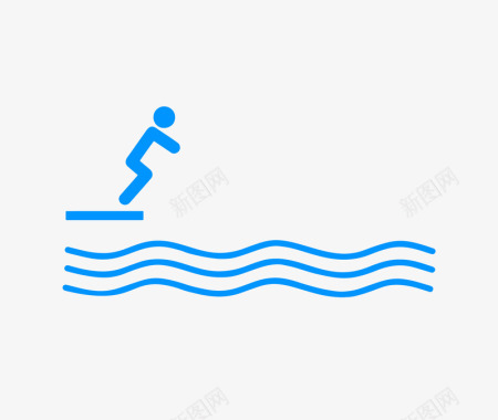 中国风卡通手绘人物跳水运动矢量图图标图标