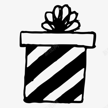 包装盒带子手绘黑色礼盒插画图标图标