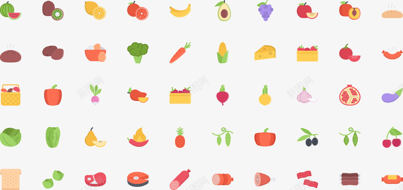 食物饮品彩色扁平图标icon图标