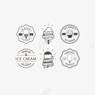 简约云纹复古线条冰淇淋标识矢量图图标图标