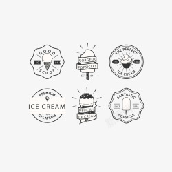 黑色可可粉冰淇淋复古线条冰淇淋标识矢量图图标高清图片