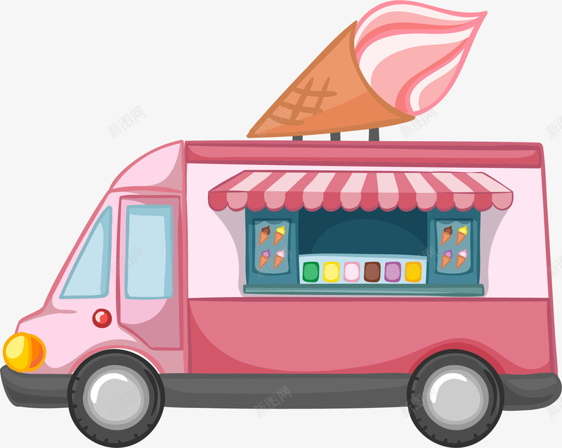 卡通粉色雪糕车矢量图ai免抠素材_88icon https://88icon.com 卡通 汽车 甜品 粉红 雪糕 食物 矢量图