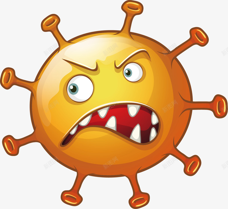 黄色可怕的爆炸病毒矢量图ai免抠素材_88icon https://88icon.com 不规则图形 有害的 爆炸 病毒 细菌 黄色 矢量图