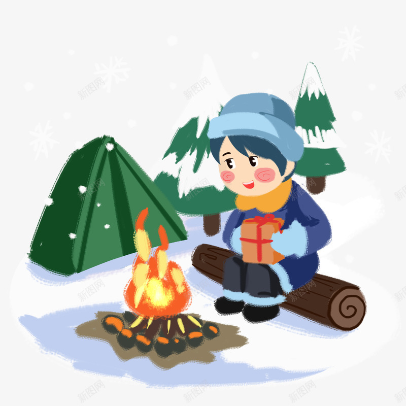 雪地里取暖的小男孩png免抠素材_88icon https://88icon.com 取暖 小男孩 正太 火焰 雪地里