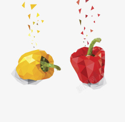 红柿子椒和黄菜椒插画素材