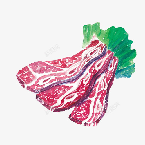 雪花牛肉手绘画片psd免抠素材_88icon https://88icon.com 手绘美食 牛排 牛肉 牛腱肉 肉片 肉食 雪花牛排