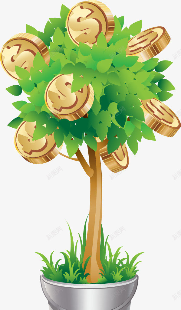 手绘摇钱树png免抠素材_88icon https://88icon.com 手绘 摇钱树 盆栽