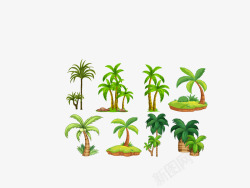 绿色热带植物椰树海滩素材