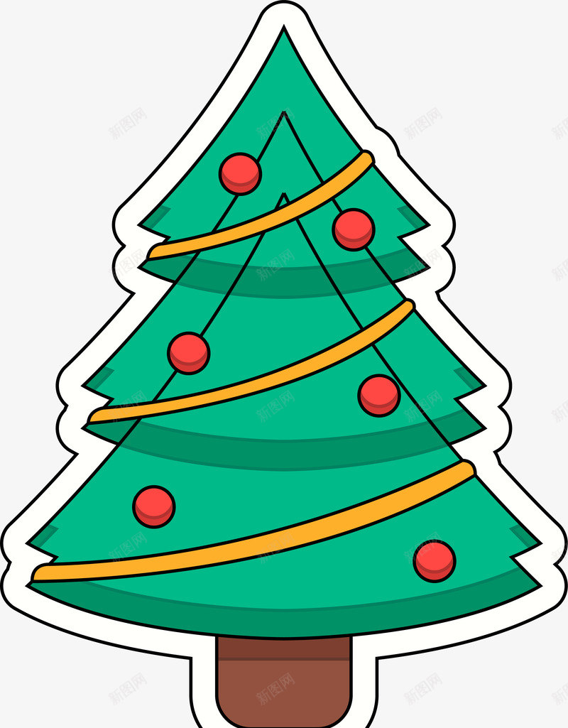 圣诞节绿色圣诞树贴纸矢量图ai免抠素材_88icon https://88icon.com 卡通 可爱 圣诞树 圣诞节贴纸 植物 矢量图