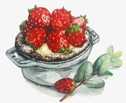 卡通手绘草莓甜点素材