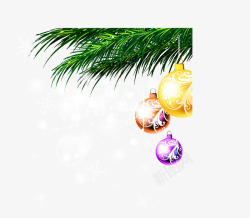 圣诞彩球松树装饰图案矢量图素材