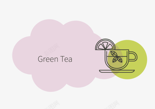 线性装饰绿茶矢量图图标图标