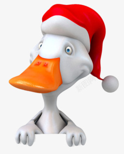 戴着圣诞帽的卡通鸭子素材