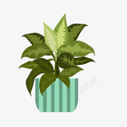 绿色卡通可爱小清新植物盆栽矢量图素材