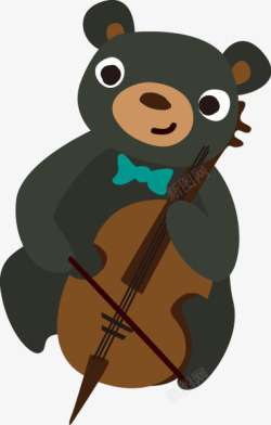可爱小熊弹吉他图案素材