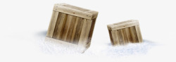 雪地中的木头箱子元旦素材