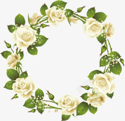 白玫瑰花环装饰元素素材