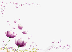 紫色花朵边框背景素材