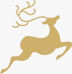 金色驯鹿奔跑的驯鹿矢量图高清图片