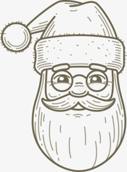 手绘素描圣诞老人头像素材