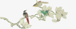 涂鸦植物花朵鸟飞翔造型素材