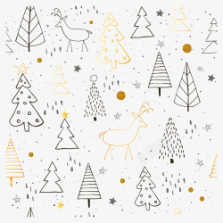 创意小鹿黑色手绘圣诞纹理元素矢量图高清图片