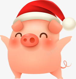 C4D带圣诞帽跳舞的猪装饰图案矢量图素材