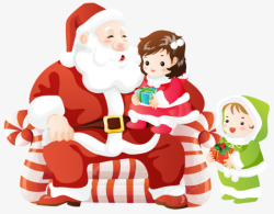 圣诞老人和两个孩子素材