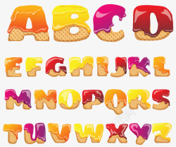 彩色冰激淋果酱字母表高清图片