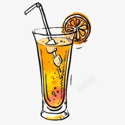 卡通手绘橙色橙汁矢量图素材