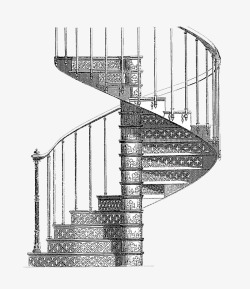旋转楼梯间铅笔手绘旋转式楼梯手稿高清图片