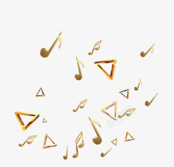 三角块金属三角形和音符漂浮元素高清图片