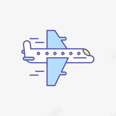 粉笔飞机蓝色手绘线稿飞机元素矢量图图标图标