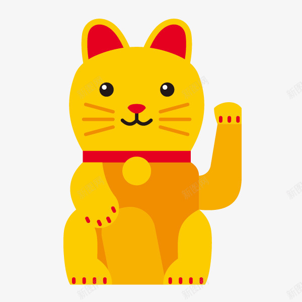 可爱的招财猫卡通图png免抠素材_88icon https://88icon.com 卡通 可爱的 吉祥 摆件 简图 销售 黄色招财猫