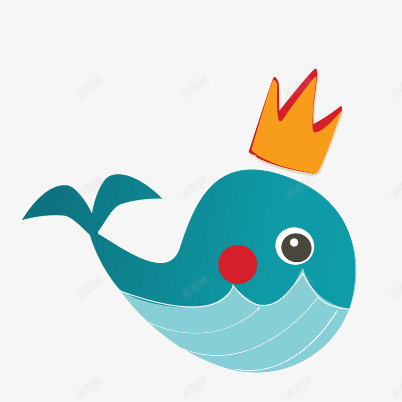 卡通鲸鱼动物矢量图ai免抠素材_88icon https://88icon.com 动物设计 卡通 海洋动物 皇冠 鲸鱼设计 矢量图