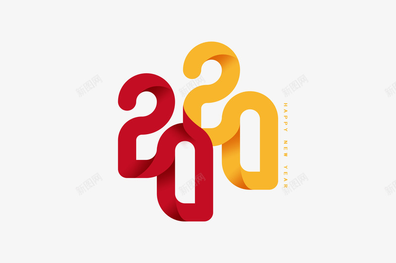 2020鼠年艺术字搭配png免抠素材_88icon https://88icon.com 2020 新图网 新年艺术字 红色黄色 美体艺术字 鼠年