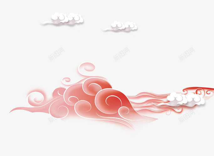 红色中国风云朵装饰图案png免抠素材_88icon https://88icon.com 云朵 国风 红色 装饰图案