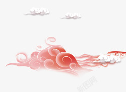 红色中国风云朵装饰图案素材