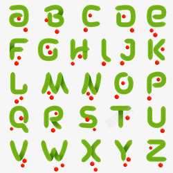 26个绿色松枝字母素材