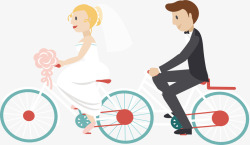 骑自行车结婚素材